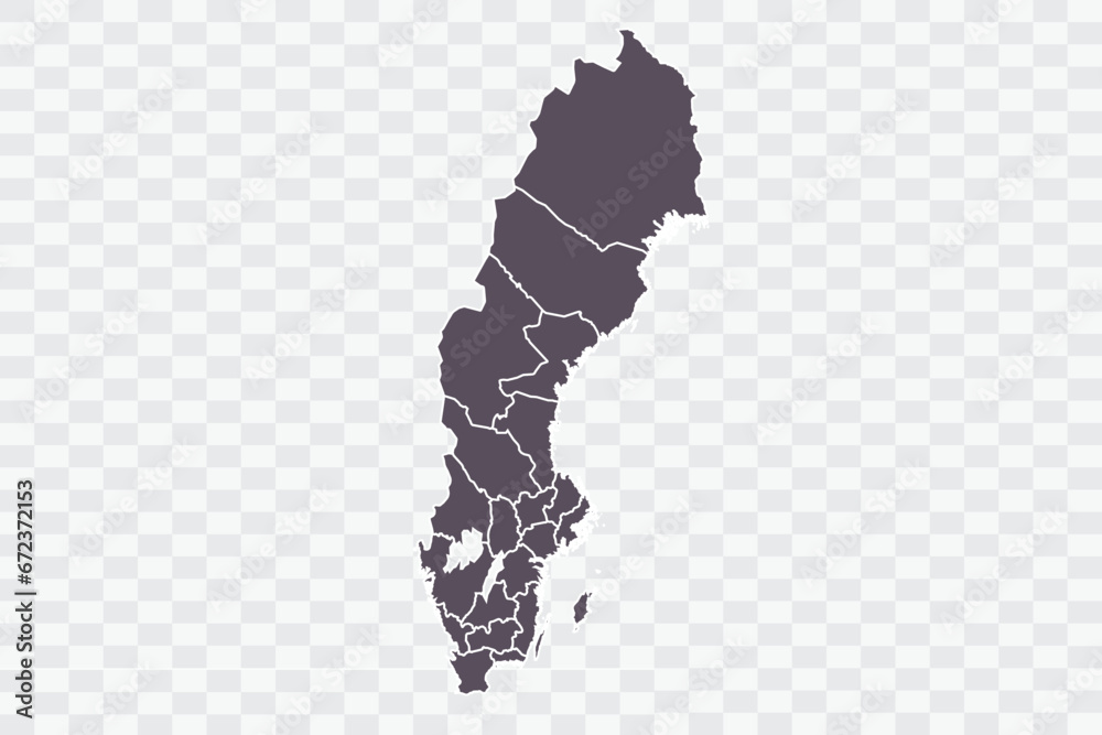 Sweden Map Graphite Color on White Background quality files Png