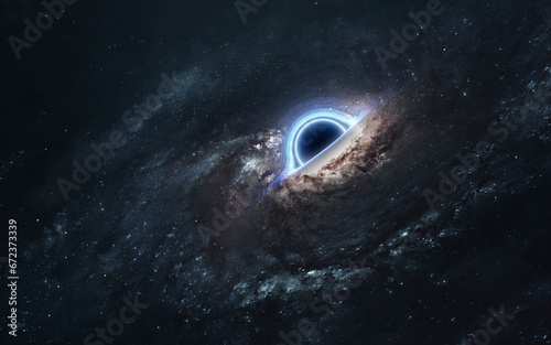 Obraz na płótnie 3D illustration of black hole in deep space. 5K realistic science fiction art. Elements of image provided by Nasa w salonie