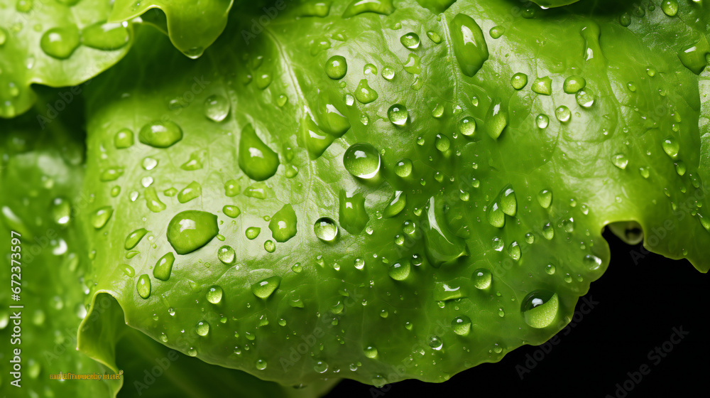 Super Ultra closeup macro of lettuce. Generative AI.
