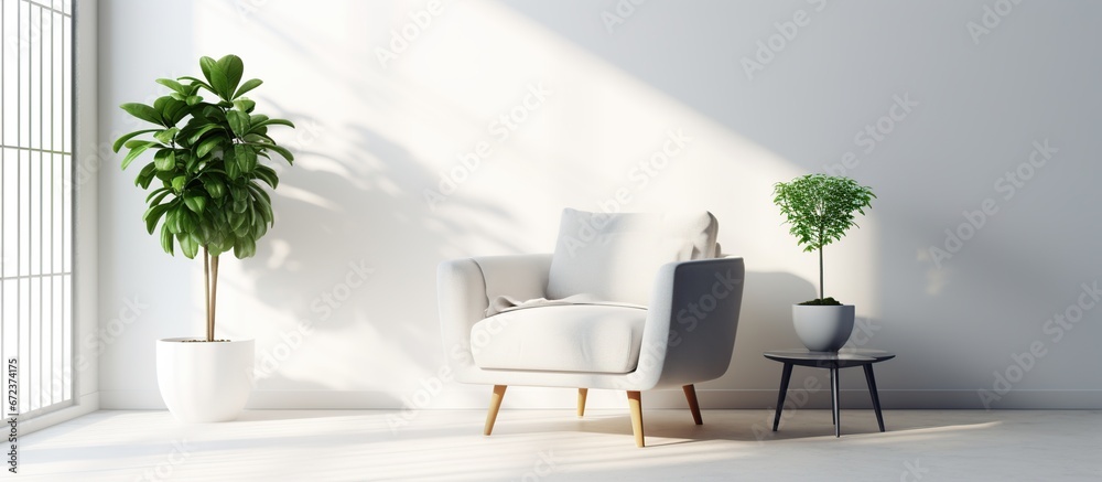 Minimalist house interior design of living room. AI generated image