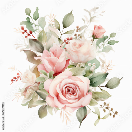 watercolor pink roses clipart © donna