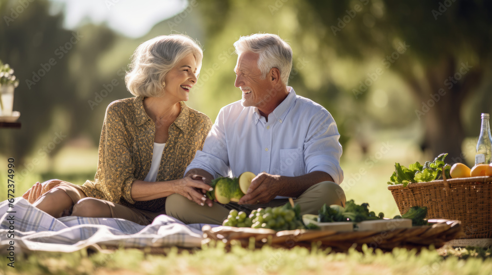 An elderly couple shares a joyful moment over a picnic by the lake, surrounded by the warmth of nature and the comfort of each other's company. An elderly couple shares a joyful moment over a picnic by the lake, surrounded by the warmth of nature and the comfort of each other's company.