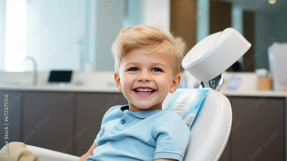 Little boy sits on a chair in a dental clinic Little boy sits on a chair in a dental clinic