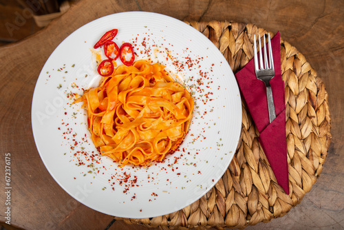 Delicious Italian pasta, Spaghetti, Fettuccine, Macaroni, Fusilli, Bow ties, Penne