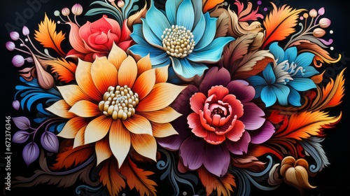 Stress Relief Mindfulness with Multicolor Neon Flowers