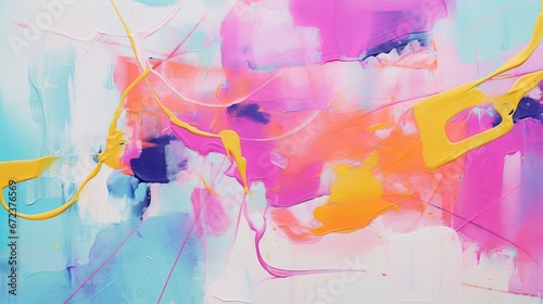 Acrylic Abstract Painting with Neon Colors Background