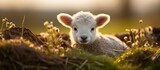 An adorable lamb born in spring from Ireland captured in a photograph in County Louth