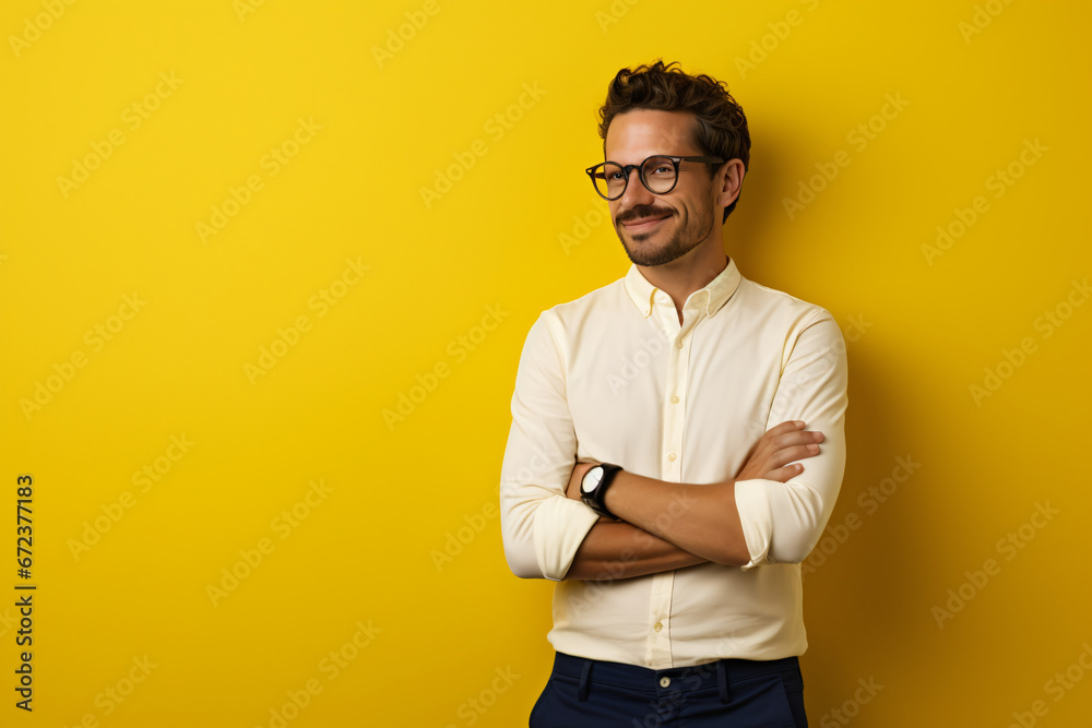 portrait of a man against a yellow background