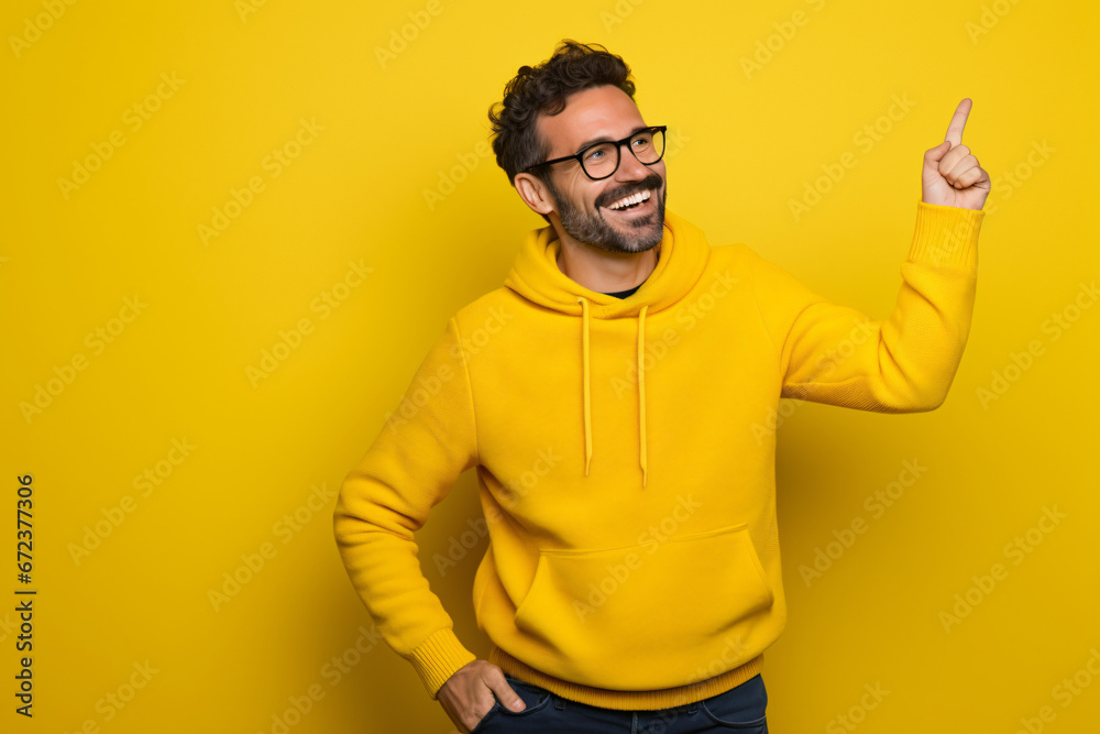 portrait of a man waving in front of a yellow background portrait of a man waving in front of a yellow background