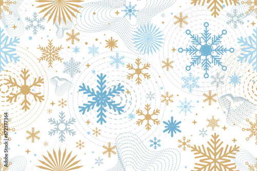 Christmas seamless pattern with Snowflakes geometric motifs