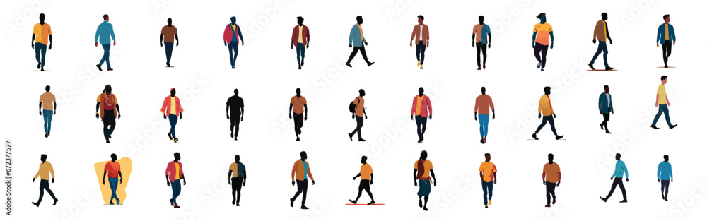 Set of different men wearing coats, stylish autumn, winter warm clothes. Big collection of male characters standing and walking full length. vector realistic illustration isolated on white background
