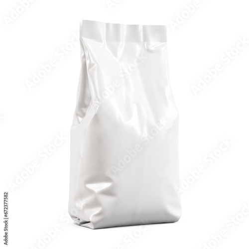 A white coffee bag isolated on a blank background
