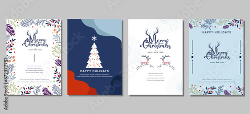 Christmas and New Year greeting cards set. Modern vector illustration concepts for greeting card  website and mobile website banner party invitation card  posters  social media banners