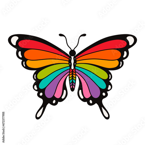Butterfly with Colorful wings isolated on white background for pride month