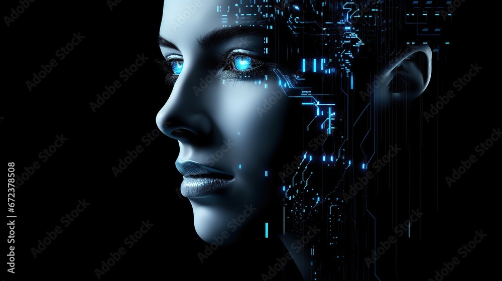 Human Artificial Intelligence concept, Deep machine learning technology. AI generated