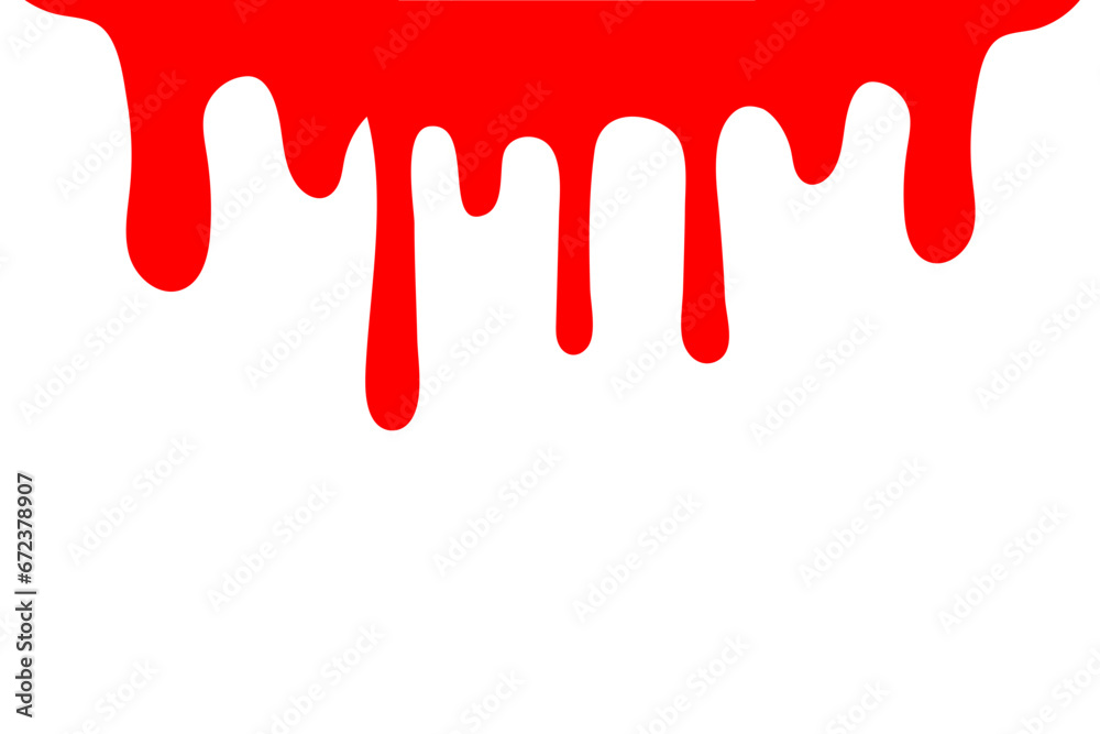 Dripping paint drips isolated on white