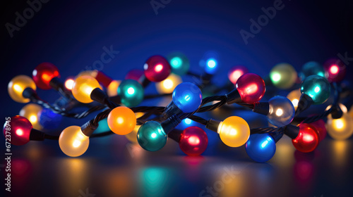 illuminated bulbs in the foreground, set against a dreamy backdrop of colorful bokeh lights.
