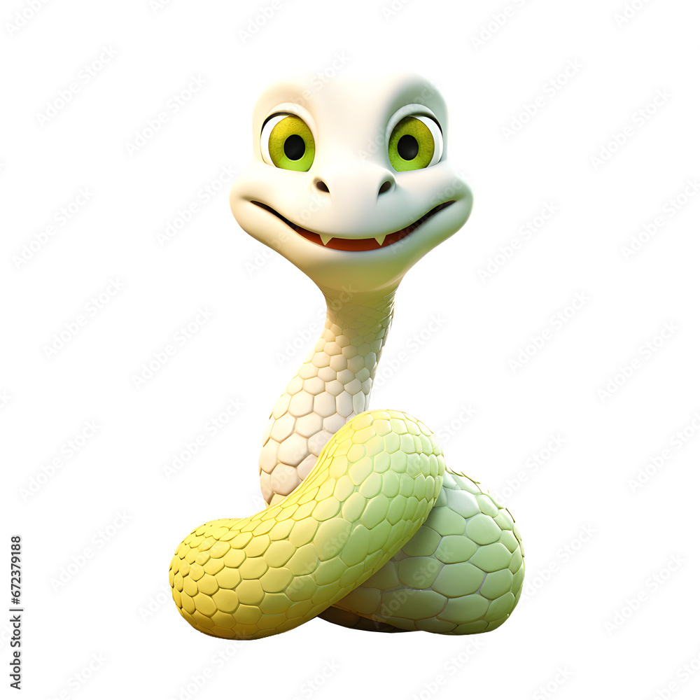 Fototapeta premium cute white and green snake