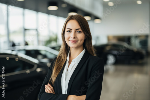 White Female Car Salesman In Car Dealers