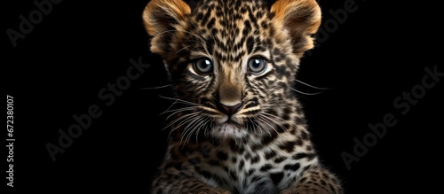 A direct stare from a young leopard scientifically known as Panthera pardus