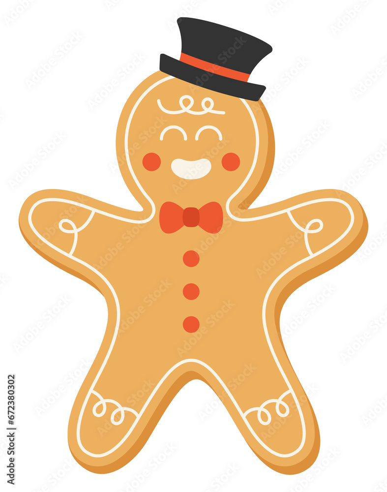Obraz premium Funny Christmas gingerbread man illustration