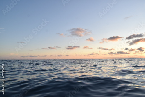 Tranquil Seascape. Sunset over Ocean Horizon © Marina