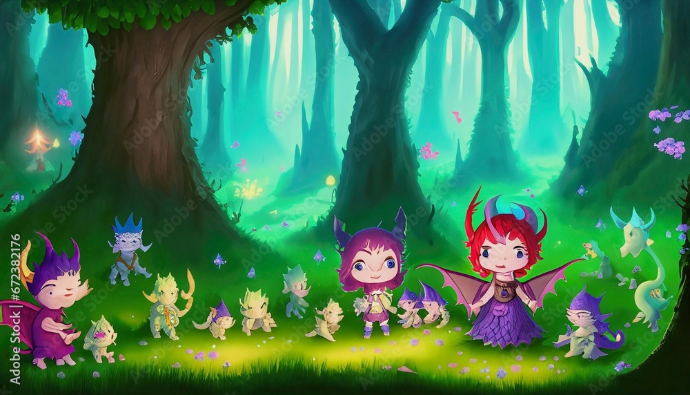 Fototapeta premium a fairy tale landscape with fairy creatures suitable as a background