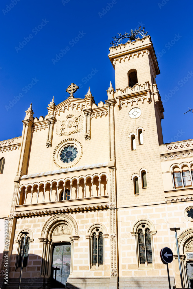 Facade of the Iglesia de Santa Isabel d’Aragon church in Maragall, Barcelona, Catalonia, Spain, Europe