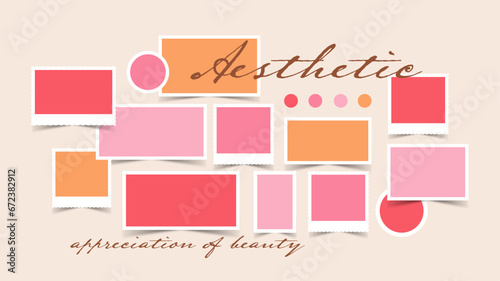 Vector photo collage template moodboard pictures grids vector illustration	