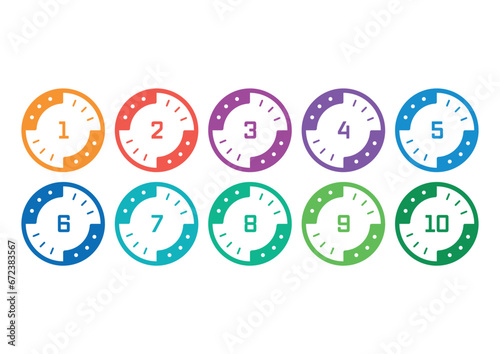technological circles and 1-10 math numbers. 1-10 number buttons for business, university, academy, education