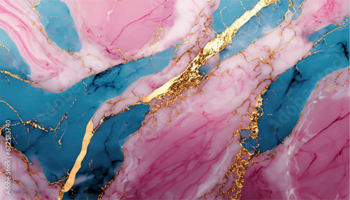 blue-pink marble with gold effects photo
