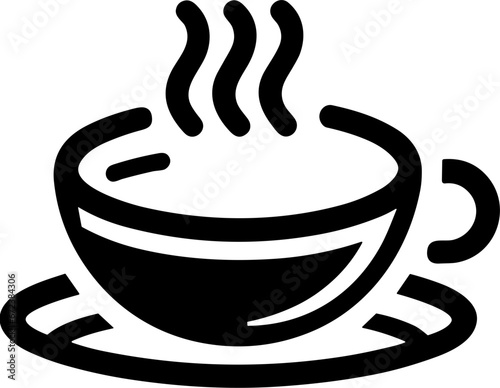 Coffee Cup Icon Illustrations in Black and White, Handdrawn