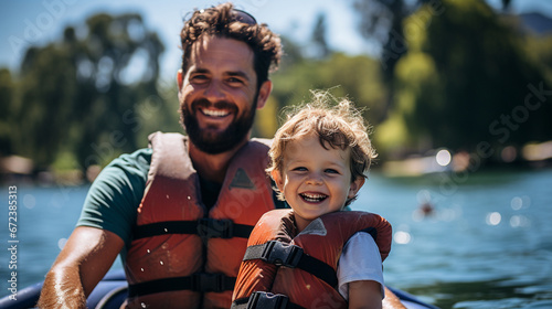 Boating Adventures: Families enjoying a day of boating and watersports on Australia Day at one of the country's stunning lakes or rivers