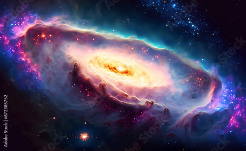 Space background with swirling galaxies with Generative AI 