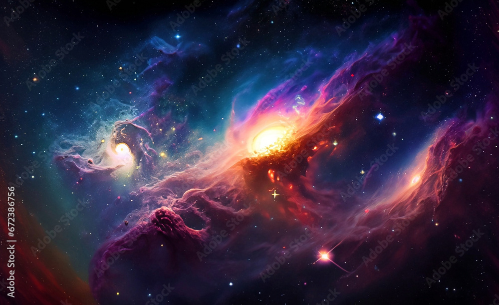 Space background with swirling galaxies with Generative AI 