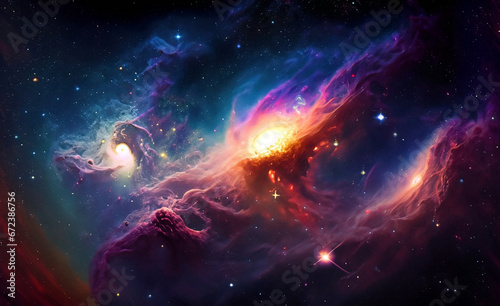 Space background with swirling galaxies with Generative AI 