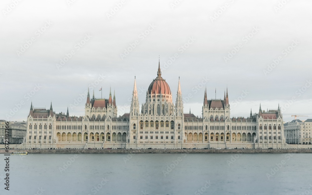 View of the Hungarian Parliament Building in Budapest. View of the Hungarian Parliament Building in Budapest.