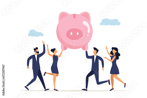 Increasing investments and savings, increasing salary or profits, earning more money and accumulating more wealth, business people are happy to hold a large piggy bank in their hands.
