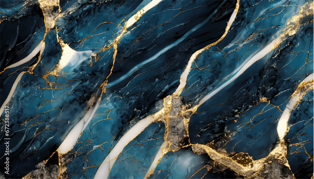 Fototapeta premium blue marble with gold effects