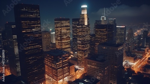 Night view urban city with lights. AI generated image © saifur