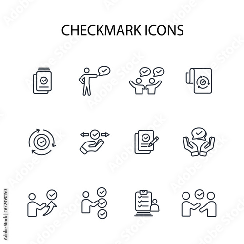 Checkmark icon set.vector.Editable stroke.linear style sign for use web design,logo.Symbol illustration