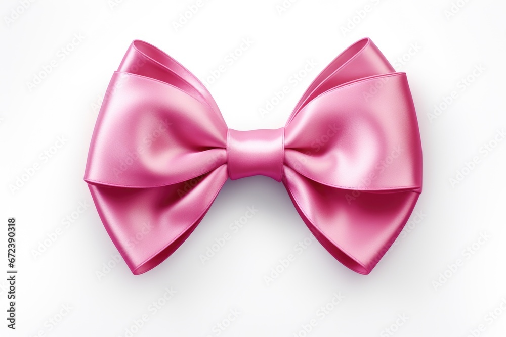 A pink bow tie on a white surface