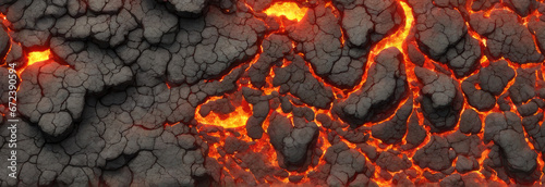 Lava molten texture, top view, volcano magma glow texture in cracking holes Realistic