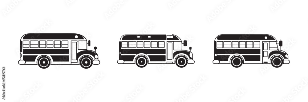 school bus on black vector illustrations