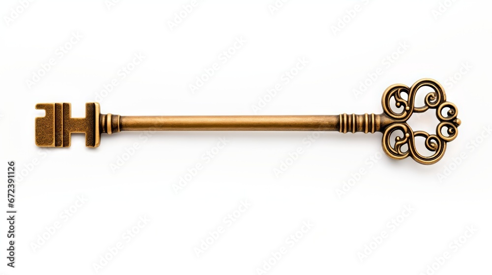 antique golden door key isolated on white background antique golden door key isolated on white background