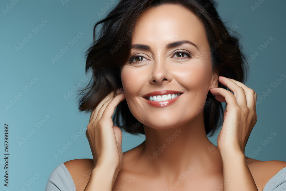 Beautiful woman in her fifties for natural beauty and skincare Beautiful woman in her fifties for natural beauty and skincare