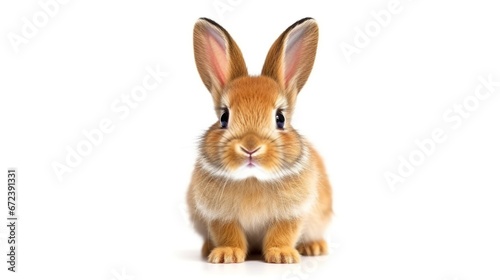cute rabbit with light brown fur on a white background © akhmad