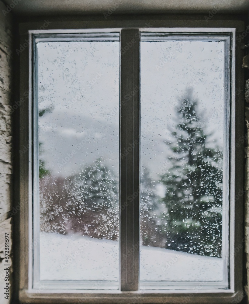 Obraz premium Window, Winter Scene