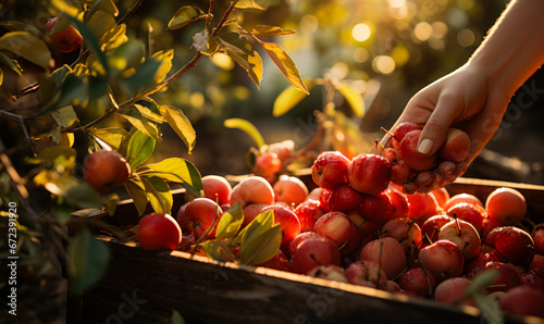 A Person Harvesting Fresh Apples From an Orchard