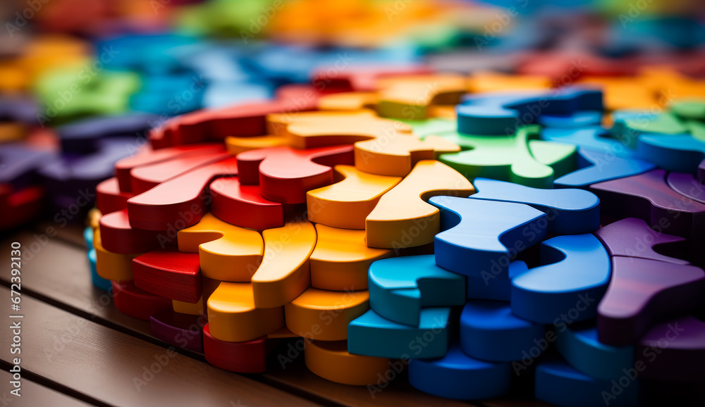A Vibrant Puzzle Piece Close Up